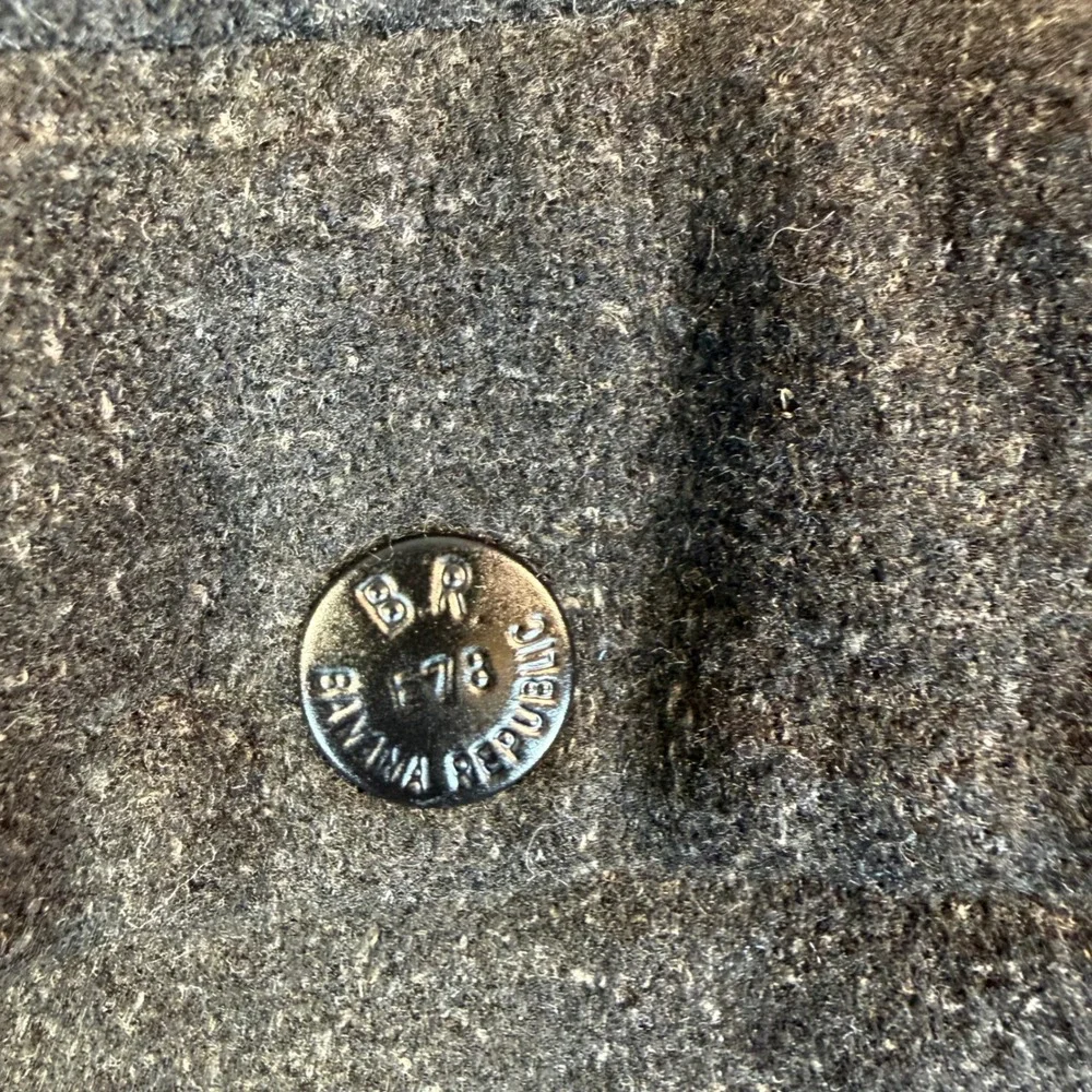 Banana Republic Cabinwear Shirt Jacket Mens Large Charcoal Solid Wool Blend Zip